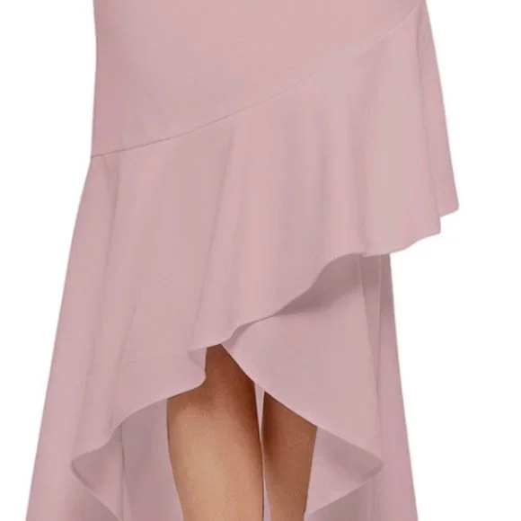 Betsy & Adam Womens Ruffled Sleeveless Cutout Halter Gown Dress Size 12 Keyhole - Picture 5 of 10